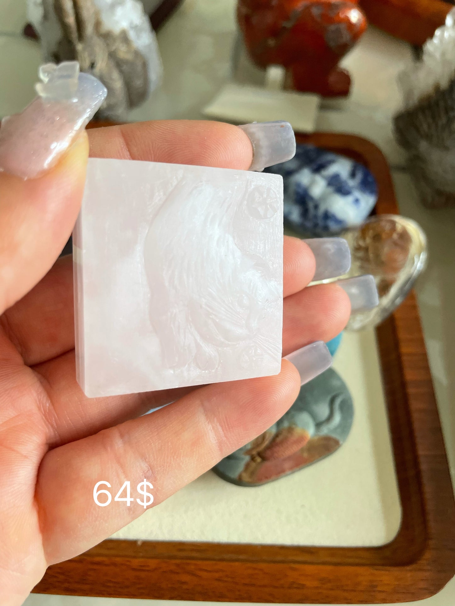 Pink calcite cat