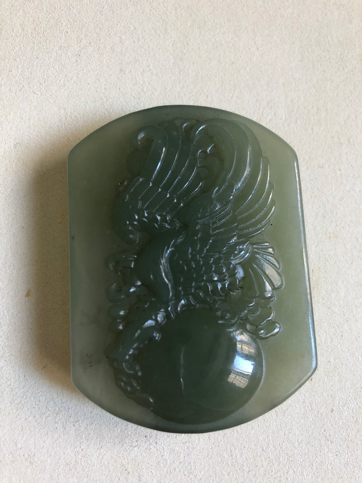 Natural Hetian jade Eagle belt buckle