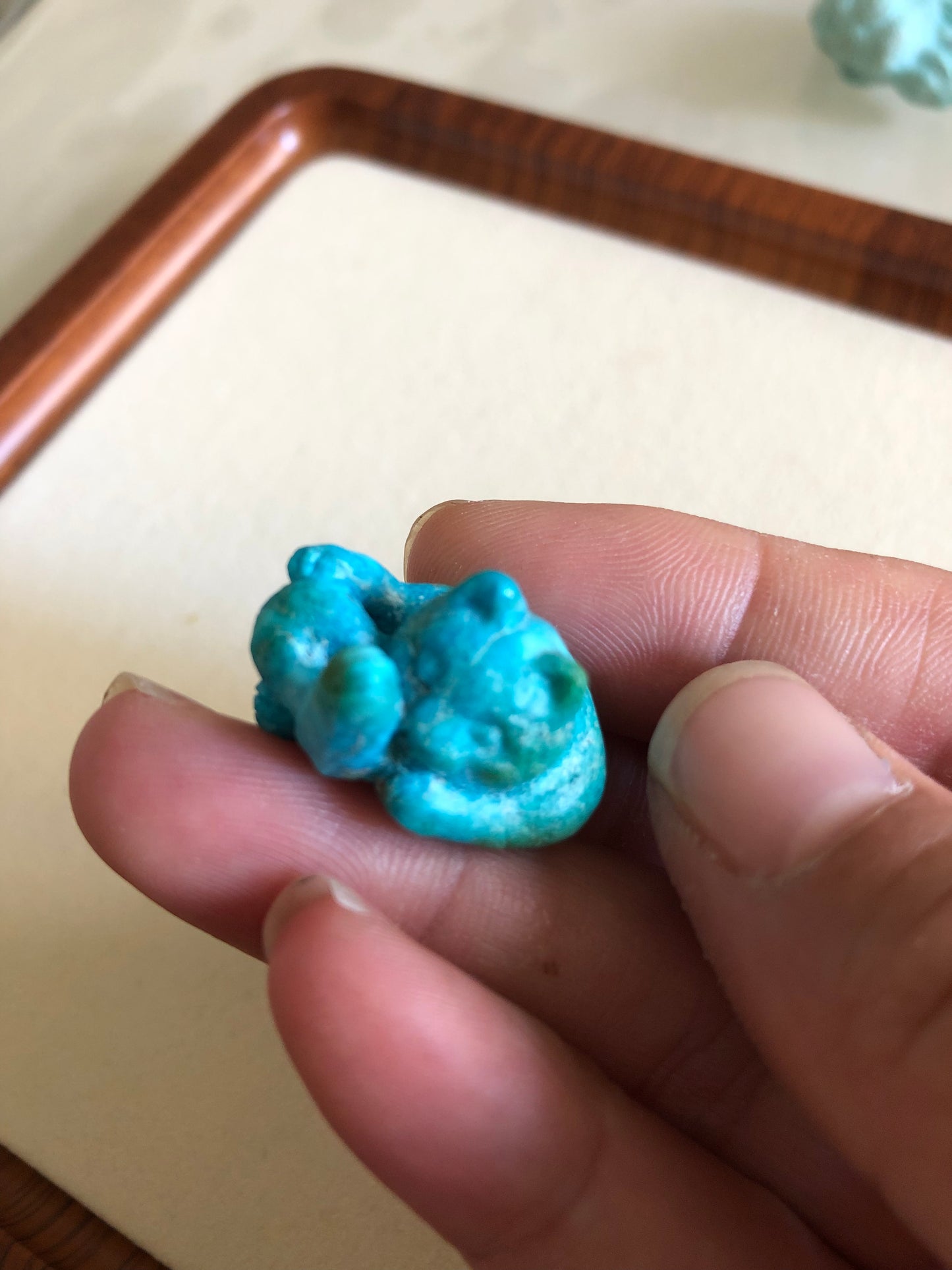 Natural turquoise cat pendent,master carver