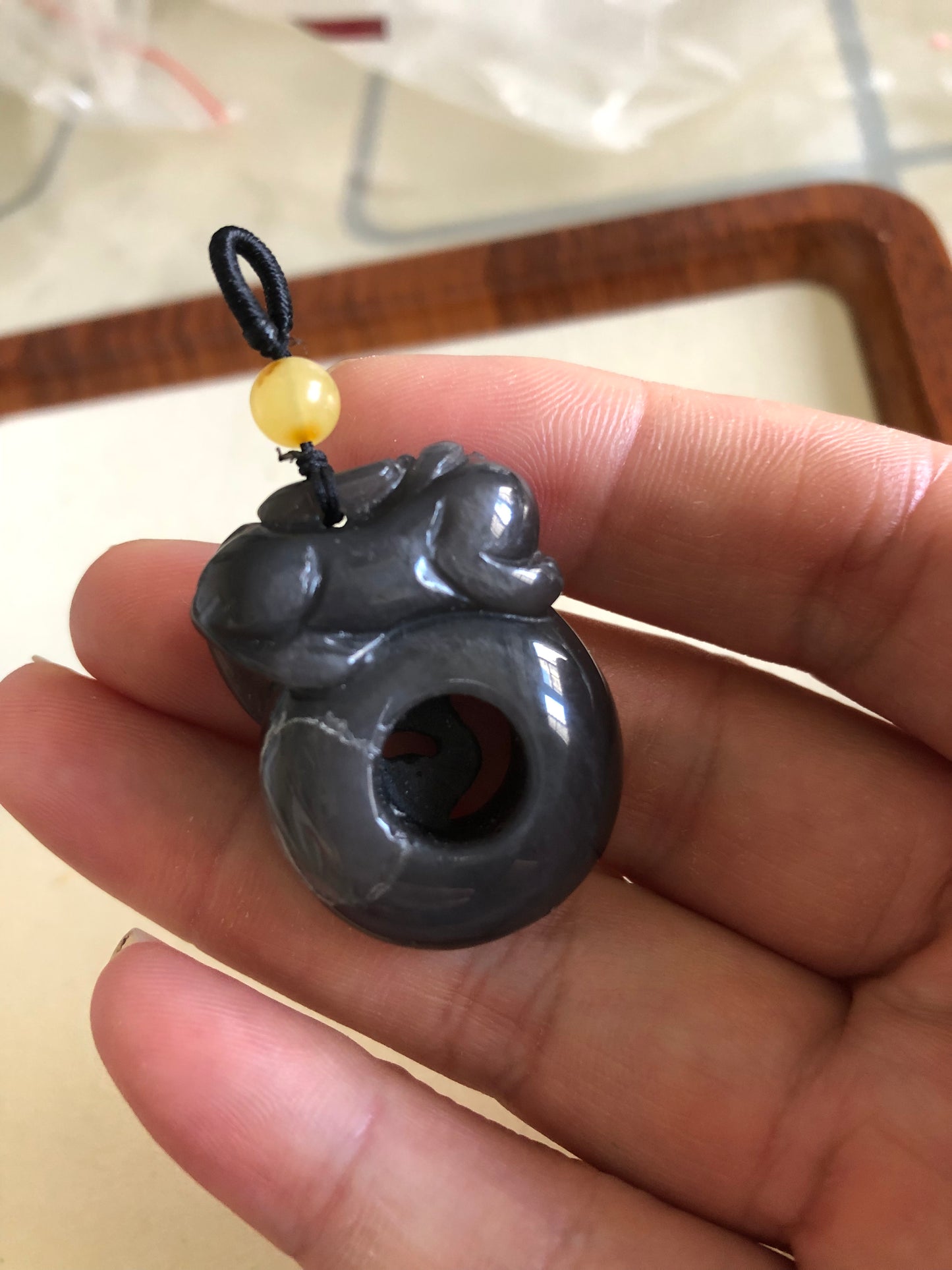 Silver obsidian Pixiu pendent