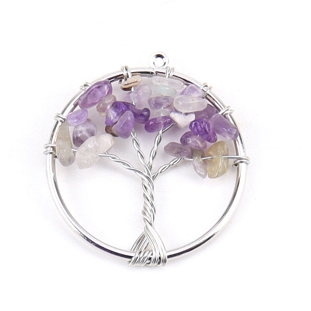 3cm Life Tree Pendant Natural crystal gravel Fortune Tree necklace accessories