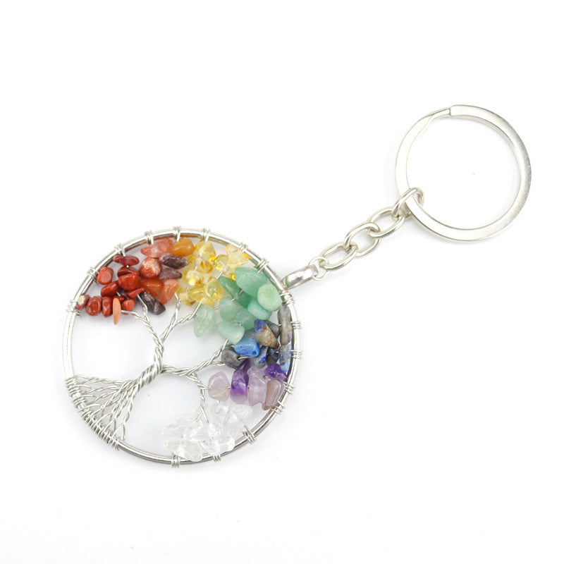 Natural stone Crystal Tree Tree of life  Pendant Key chain bag pendant key chain